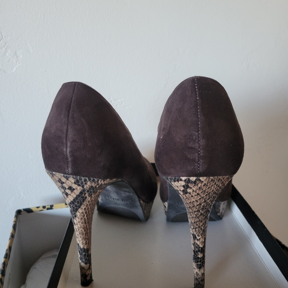 Nine West Brown Snake Print Platform Heels - Picture 3 of 5